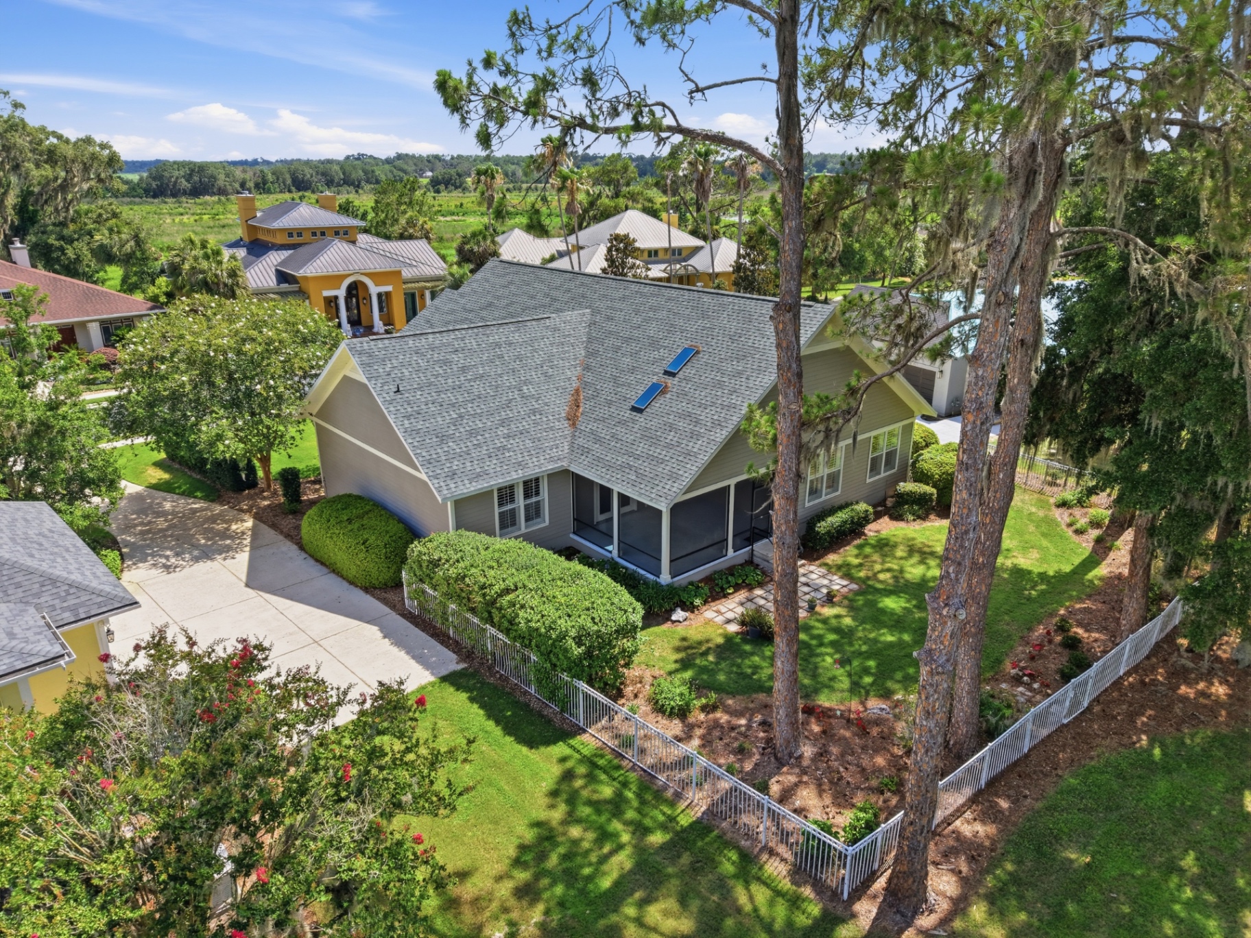 Modern luxury home exterior in Gainesville, FL at twilight